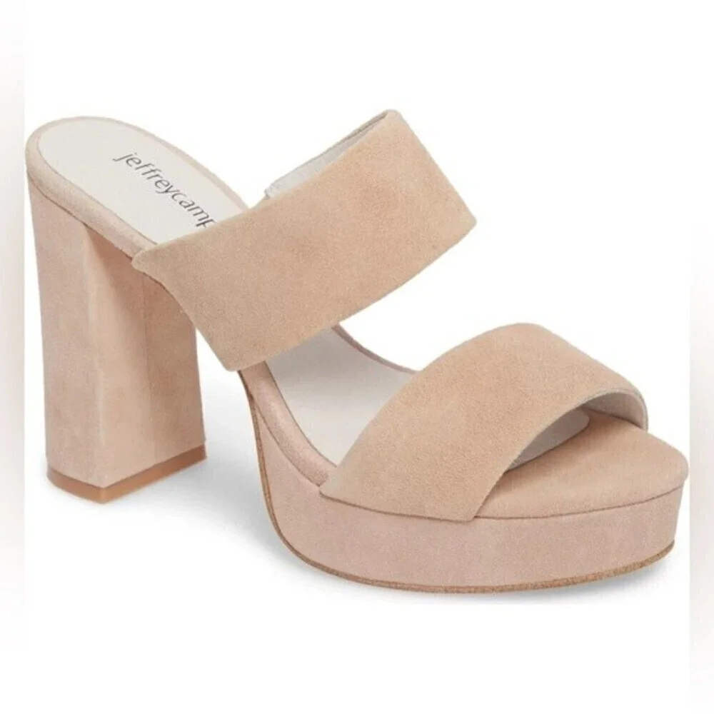 jeffery campbell adriana double strap platform nude suede heels